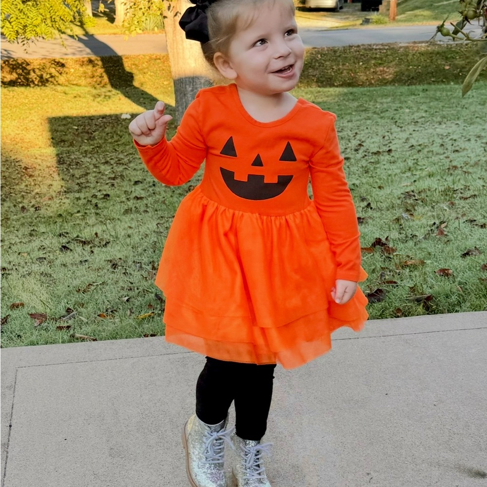 Orange Pumpkin Kids Dress